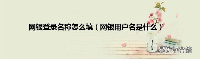 网银用户名是什么 网银登录名称怎么填