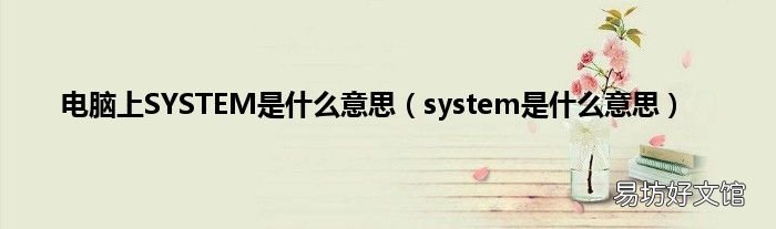 system是什么意思 电脑上SYSTEM是什么意思