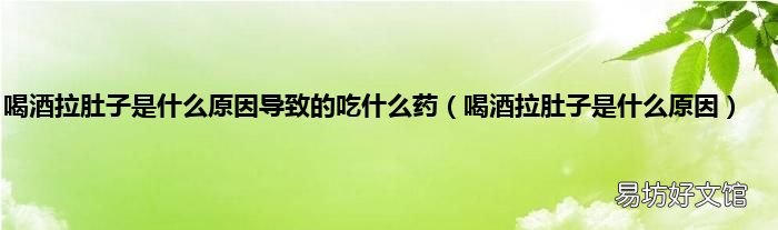 喝酒拉肚子是什么原因 喝酒拉肚子是什么原因导致的吃什么药