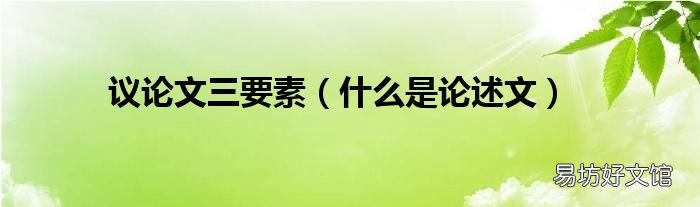 什么是论述文 议论文三要素