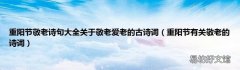 重阳节有关敬老的诗词 重阳节敬老诗句大全关于敬老爱老的古诗词