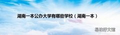 湖南一本 湖南一本公办大学有哪些学校