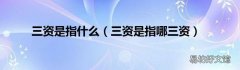 三资是指哪三资 三资是指什么