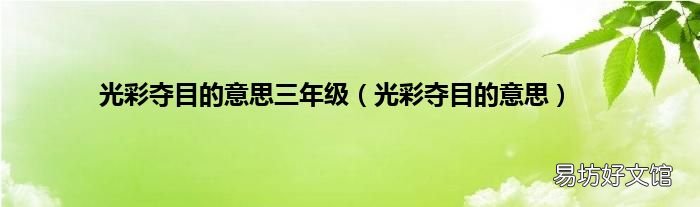 光彩夺目的意思 光彩夺目的意思三年级
