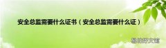 安全总监需要什么证 安全总监需要什么证书