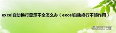 excel自动换行不起作用 excel自动换行显示不全怎么办