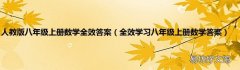 全效学习八年级上册数学答案 人教版八年级上册数学全效答案