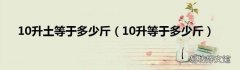 10升等于多少斤 10升土等于多少斤