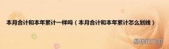 本月合计和本年累计怎么划线 本月合计和本年累计一样吗