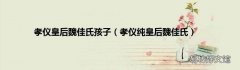 孝仪纯皇后魏佳氏 孝仪皇后魏佳氏孩子
