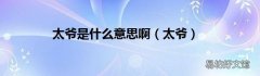 太爷 太爷是什么意思啊