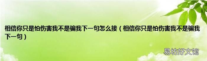 相信你只是怕伤害我不是骗我下一句 相信你只是怕伤害我不是骗我下一句怎么接