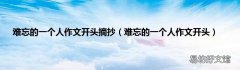 难忘的一个人作文开头 难忘的一个人作文开头摘抄