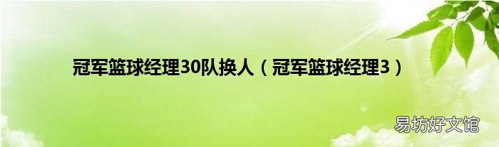 冠軍籃球經理3 冠軍籃球經理30隊換人