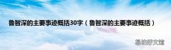 鲁智深的主要事迹概括 鲁智深的主要事迹概括30字