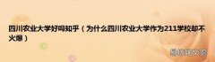 为什么四川农业大学作为211学校却不火爆 四川农业大学好吗知乎