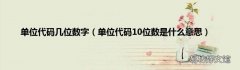 单位代码10位数是什么意思 单位代码几位数字