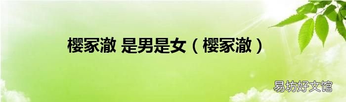樱冢澈 樱冢澈 是男是女