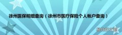 徐州市医疗保险个人帐户查询 徐州医保明细查询
