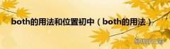 both的用法 both的用法和位置初中