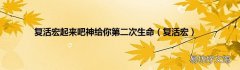 复活宏 复活宏起来吧神给你第二次生命