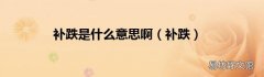 补跌 补跌是什么意思啊