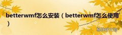 betterwmf怎么使用 betterwmf怎么安装