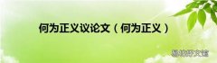 何为正义 何为正义议论文