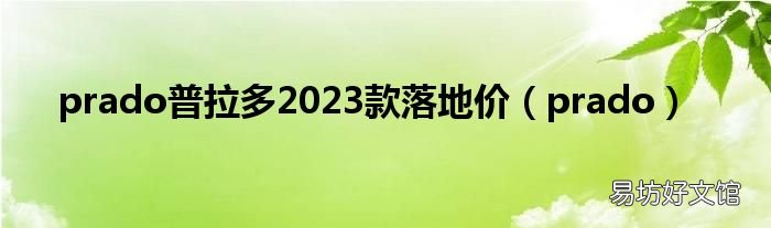 prado prado普拉多2023款落地價