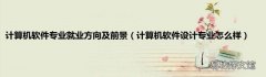 计算机软件设计专业怎么样 计算机软件专业就业方向及前景