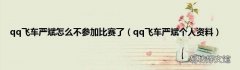 qq飞车严斌个人资料 qq飞车严斌怎么不参加比赛了