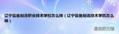 辽宁装备制造技术学院怎么样 辽宁装备制造职业技术学校怎么样