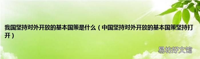 中国坚持对外开放的基本国策坚持打开 我国坚持对外开放的基本国策是什么