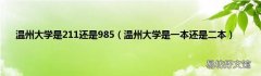 温州大学是一本还是二本 温州大学是211还是985