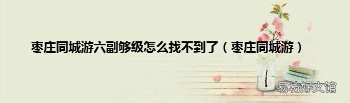 枣庄同城游 枣庄同城游六副够级怎么找不到了