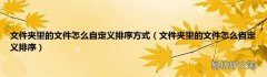 文件夹里的文件怎么自定义排序 文件夹里的文件怎么自定义排序方式