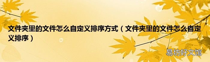 文件夹里的文件怎么自定义排序 文件夹里的文件怎么自定义排序方式