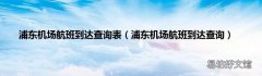 浦东机场航班到达查询 浦东机场航班到达查询表