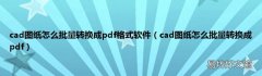 cad图纸怎么批量转换成pdf cad图纸怎么批量转换成pdf格式软件