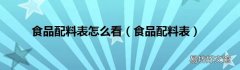 食品配料表 食品配料表怎么看