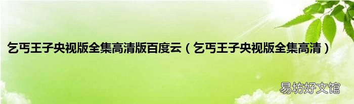 乞丐王子央視版全集高清 乞丐王子央視版全集高清版百度云