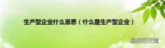 什么是生產型企業 生產型企業什么意思