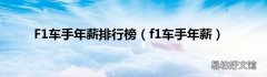 f1车手年薪 F1车手年薪排行榜