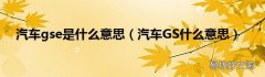 汽车GS什么意思 汽车gse是什么意思