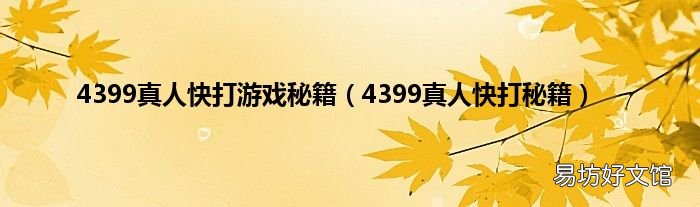 4399真人快打秘籍 4399真人快打游戏秘籍