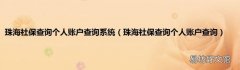 珠海社保查询个人账户查询 珠海社保查询个人账户查询系统