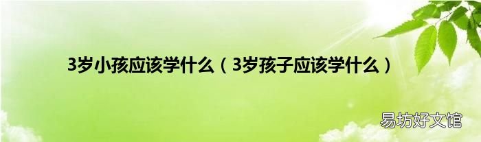 3岁孩子应该学什么 3岁小孩应该学什么