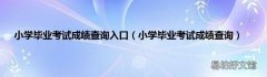 小学毕业考试成绩查询 小学毕业考试成绩查询入口