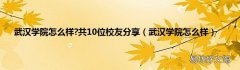 武汉学院怎么样 武汉学院怎么样?共10位校友分享