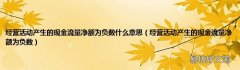 经营活动产生的现金流量净额为负数 经营活动产生的现金流量净额为负数什么意思